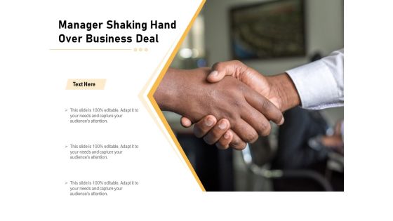 Manager Shaking Hand Over Business Deal Ppt PowerPoint Presentation Gallery Graphic Images PDF Manager Shaking Hand Over Business Deal Ppt PowerPoint Presentation Gallery Graphic Images PDF