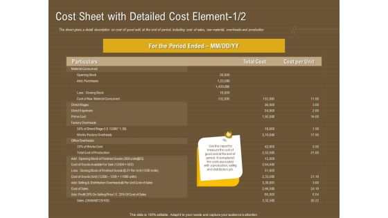Managerial Accounting System Cost Sheet With Detailed Cost Element Ppt Show Clipart PDF Managerial Accounting System Cost Sheet With Detailed Cost Element Ppt Show Clipart PDF