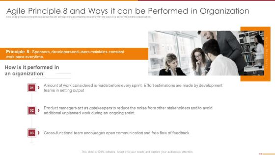 Manifesto For Agile Software Development Agile Principle 8 And Ways It Can Be Performed In Organization Guidelines PDF