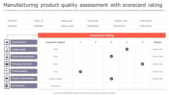 Manufacturing Product Quality Assessment With Scorecard Rating Infographics PDF Manufacturing Product Quality Assessment With Scorecard Rating Infographics PDF