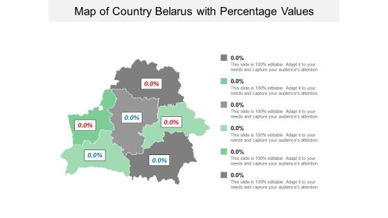 Map Of Country Belarus With Percentage Values Ppt PowerPoint Presentation Slides Introduction