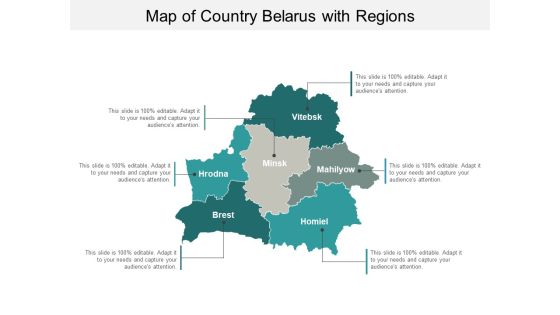 Map Of Country Belarus With Regions Ppt PowerPoint Presentation Infographic Template Clipart
