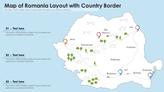 Map Of Romania Layout With Country Border Ppt PowerPoint Presentation File Display PDF