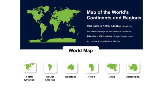Map Of The Worlds Continents And Regions Ppt PowerPoint Presentation Ideas Rules PDF