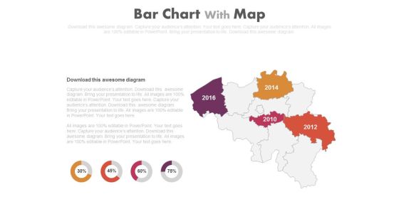 Map With Years And Percentage Charts Powerpoint Slides Map With Years And Percentage Charts Powerpoint Slides