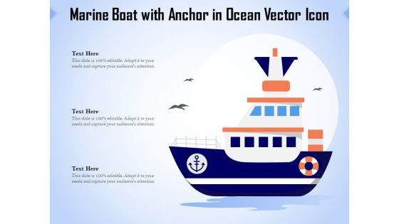 Marine Boat With Anchor In Ocean Vector Icon Ppt PowerPoint Presentation Layouts Ideas PDF