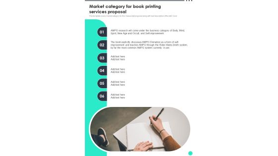 Market Category For Book Printing Services Proposal One Pager Sample Example Document Market Category For Book Printing Services Proposal One Pager Sample Example Document