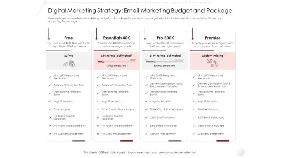 Market Entry Gym Health Fitness Clubs Industry Digital Marketing Strategy Email Marketing Budget And Package Pictures PDF