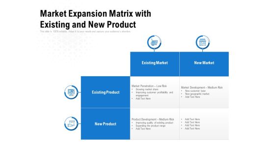 Market Expansion Matrix With Existing And New Product Ppt PowerPoint Presentation Model Slides Market Expansion Matrix With Existing And New Product Ppt PowerPoint Presentation Model Slides