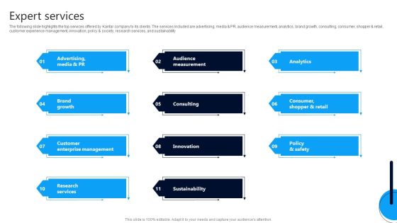 Market Research Evaluation Company Outline Expert Services Template PDF