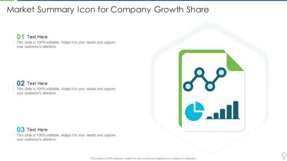 Market Summary Icon For Company Growth Share Diagrams PDF Market Summary Icon For Company Growth Share Diagrams PDF