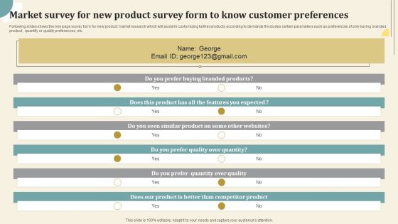 Market Survey For New Product Survey Form To Know Customer Preferences Survey SS Market Survey For New Product Survey Form To Know Customer Preferences Survey SS