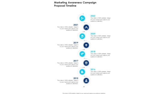 Marketing Awareness Campaign Proposal Timeline One Pager Sample Example Document
