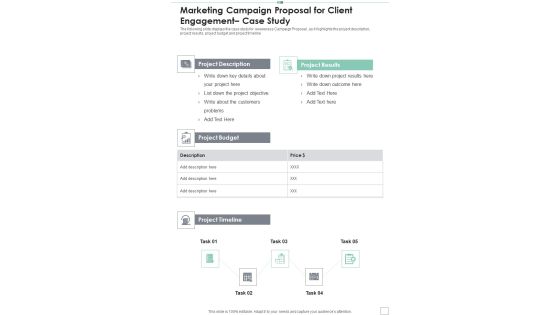 Marketing Campaign Proposal For Client Engagement Case Study One Pager Sample Example Document Marketing Campaign Proposal For Client Engagement Case Study One Pager Sample Example Document