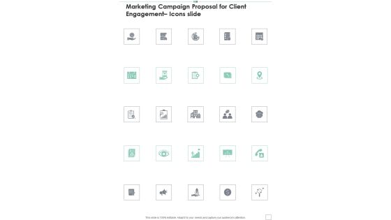 Marketing Campaign Proposal For Client Engagement Icons Slide One Pager Sample Example Document Marketing Campaign Proposal For Client Engagement Icons Slide One Pager Sample Example Document