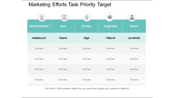 Marketing Efforts Task Priority Target Ppt PowerPoint Presentation Layouts Brochure Marketing Efforts Task Priority Target Ppt PowerPoint Presentation Layouts Brochure