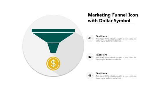 Marketing Funnel Icon With Dollar Symbol Ppt PowerPoint Presentation Diagram Graph Charts PDF