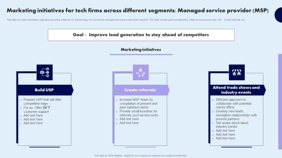 Marketing Initiatives For Tech Firms Across Different Segments Managed Service Provider MSP Diagrams PDF Marketing Initiatives For Tech Firms Across Different Segments Managed Service Provider MSP Diagrams PDF