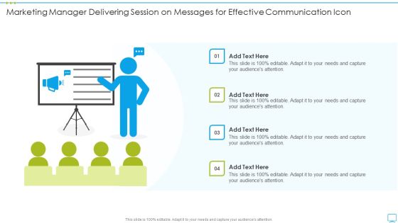 Marketing Manager Delivering Session On Messages For Effective Communication Icon Professional PDF Marketing Manager Delivering Session On Messages For Effective Communication Icon Professional PDF