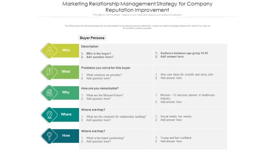 Marketing Relationship Management Strategy For Company Reputation Improvement Ppt PowerPoint Presentation Gallery Guidelines PDF Marketing Relationship Management Strategy For Company Reputation Improvement Ppt PowerPoint Presentation Gallery Guidelines PDF
