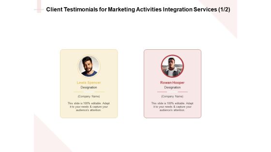 Marketing Strategy Client Testimonials For Marketing Activities Integration Services Graphics PDF Marketing Strategy Client Testimonials For Marketing Activities Integration Services Graphics PDF