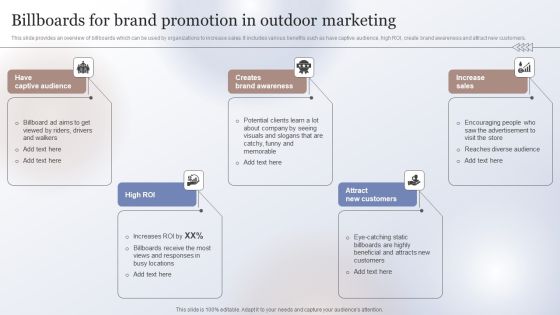 Marketing Strategy To Enhance Billboards For Brand Promotion In Outdoor Marketing Elements PDF