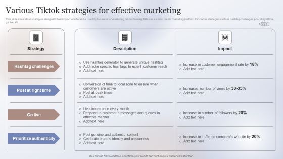 Marketing Strategy To Enhance Various Tiktok Strategies For Effective Marketing Structure PDF Marketing Strategy To Enhance Various Tiktok Strategies For Effective Marketing Structure PDF