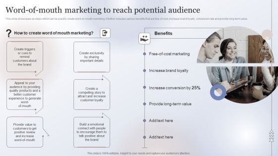 Marketing Strategy To Enhance Word Of Mouth Marketing To Reach Potential Audience Icons PDF Marketing Strategy To Enhance Word Of Mouth Marketing To Reach Potential Audience Icons PDF