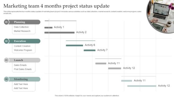 Marketing Team 4 Months Project Status Update Information PDF Marketing Team 4 Months Project Status Update Information PDF