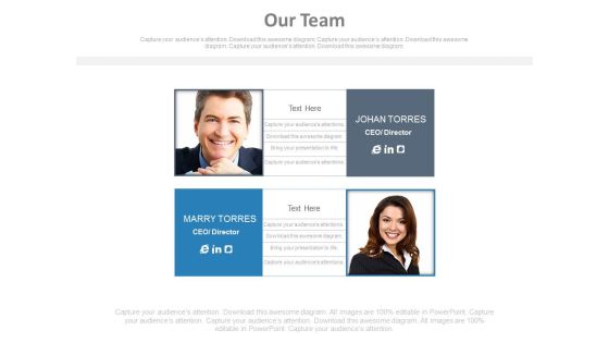 Marketing Team Member Profile Information Powerpoint Slides