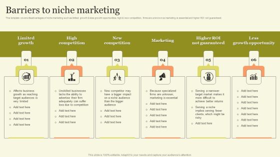 Marketing Techniques For Increasing Target Audience Barriers To Niche Marketing Formats PDF