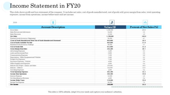 Mass Producing Firm Performance Assessment Income Statement In FY20 Information PDF Mass Producing Firm Performance Assessment Income Statement In FY20 Information PDF