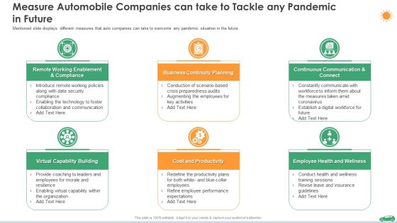 Measure Automobile Companies Can Take To Tackle Any Pandemic In Future Ppt Portfolio Files PDF Measure Automobile Companies Can Take To Tackle Any Pandemic In Future Ppt Portfolio Files PDF