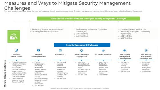 Measures And Ways To Mitigate Security Management Challenges Icons PDF Measures And Ways To Mitigate Security Management Challenges Icons PDF