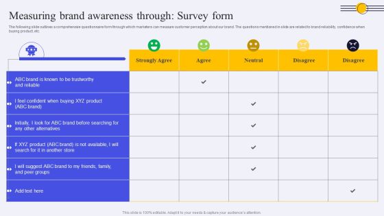 Measuring Brand Awareness Through Survey Form Ppt PowerPoint Presentation Diagram Lists PDF Measuring Brand Awareness Through Survey Form Ppt PowerPoint Presentation Diagram Lists PDF