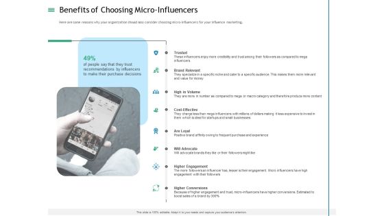 Measuring Influencer Marketing ROI Benefits Of Choosing Micro Influencers Information PDF