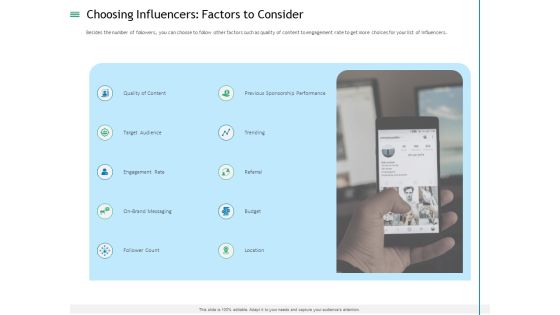 Measuring Influencer Marketing ROI Choosing Influencers Factors To Consider Introduction PDF Measuring Influencer Marketing ROI Choosing Influencers Factors To Consider Introduction PDF