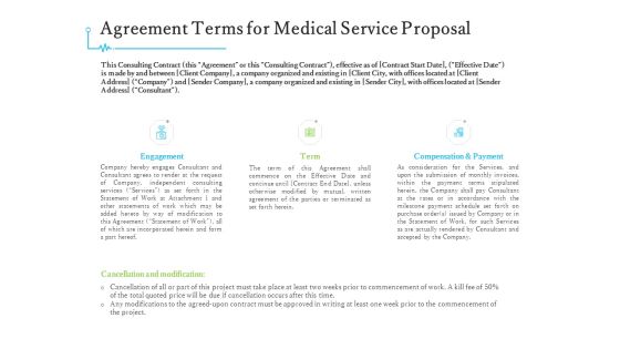 Medical And Healthcare Related Agreement Terms For Medical Service Proposal Ppt Summary Tips PDF