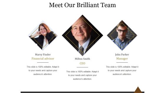 Meet Our Brilliant Team Ppt PowerPoint Presentation Design Templates Meet Our Brilliant Team Ppt PowerPoint Presentation Design Templates