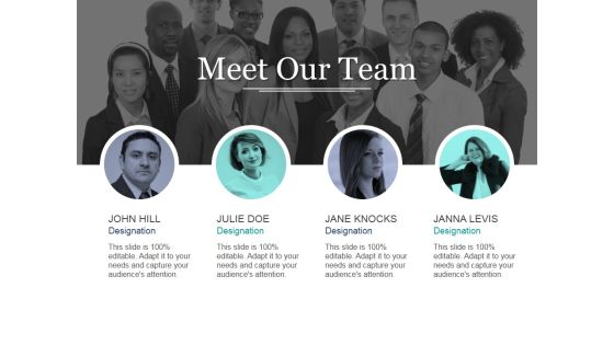 Meet Our Team Ppt PowerPoint Presentation Layouts Background Designs