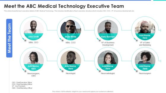Meet The ABC Medical Technology Executive Team Mockup PDF Meet The ABC Medical Technology Executive Team Mockup PDF