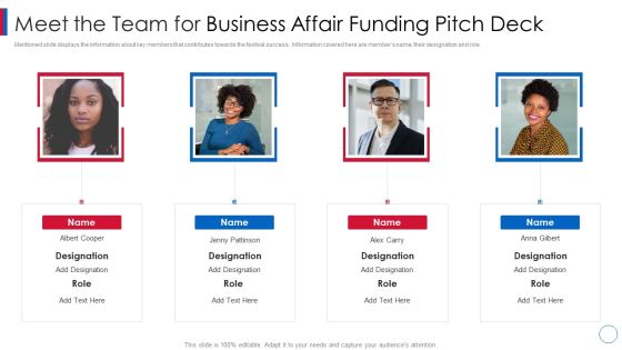 Meet The Team For Business Affair Funding Pitch Deck Introduction PDF Meet The Team For Business Affair Funding Pitch Deck Introduction PDF