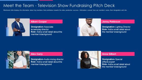 Meet The Team Television Show Fundraising Pitch Deck Information PDF Meet The Team Television Show Fundraising Pitch Deck Information PDF