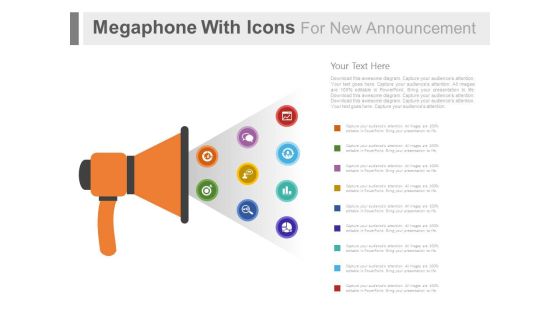 Megaphone With Communication Icons For Announcement Powerpoint Slides Megaphone With Communication Icons For Announcement Powerpoint Slides