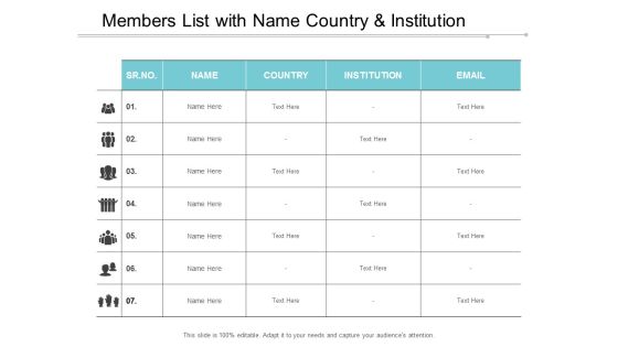 Members List With Name Country And Institution Ppt Powerpoint Presentation Layouts Maker Members List With Name Country And Institution Ppt Powerpoint Presentation Layouts Maker