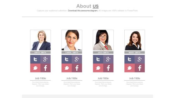 Members Profile With Social Media Links Powerpoint Slides Members Profile With Social Media Links Powerpoint Slides