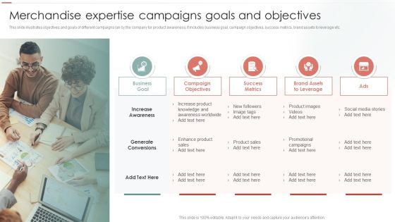 Merchandise Expertise Campaigns Goals And Objectives Ppt Icon Infographics PDF
