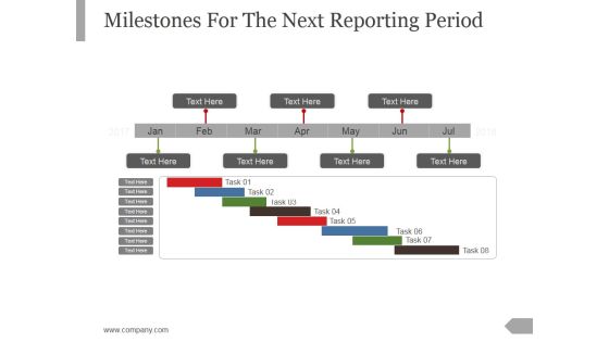 Milestones For The Next Reporting Period Template 3 Ppt PowerPoint Presentation Design Ideas Milestones For The Next Reporting Period Template 3 Ppt PowerPoint Presentation Design Ideas