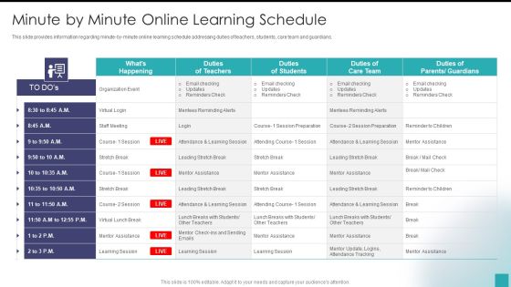 Minute By Minute Online Learning Schedule Clipart PDF Minute By Minute Online Learning Schedule Clipart PDF
