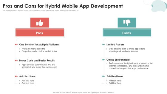 Mobile Application Development Pros And Cons For Hybrid Mobile App Development Graphics PDF Mobile Application Development Pros And Cons For Hybrid Mobile App Development Graphics PDF